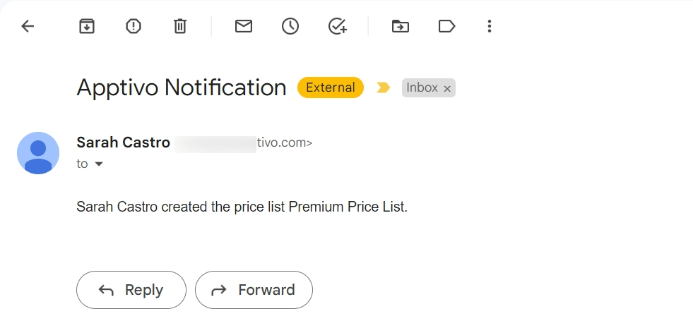 Pricing - Received Email